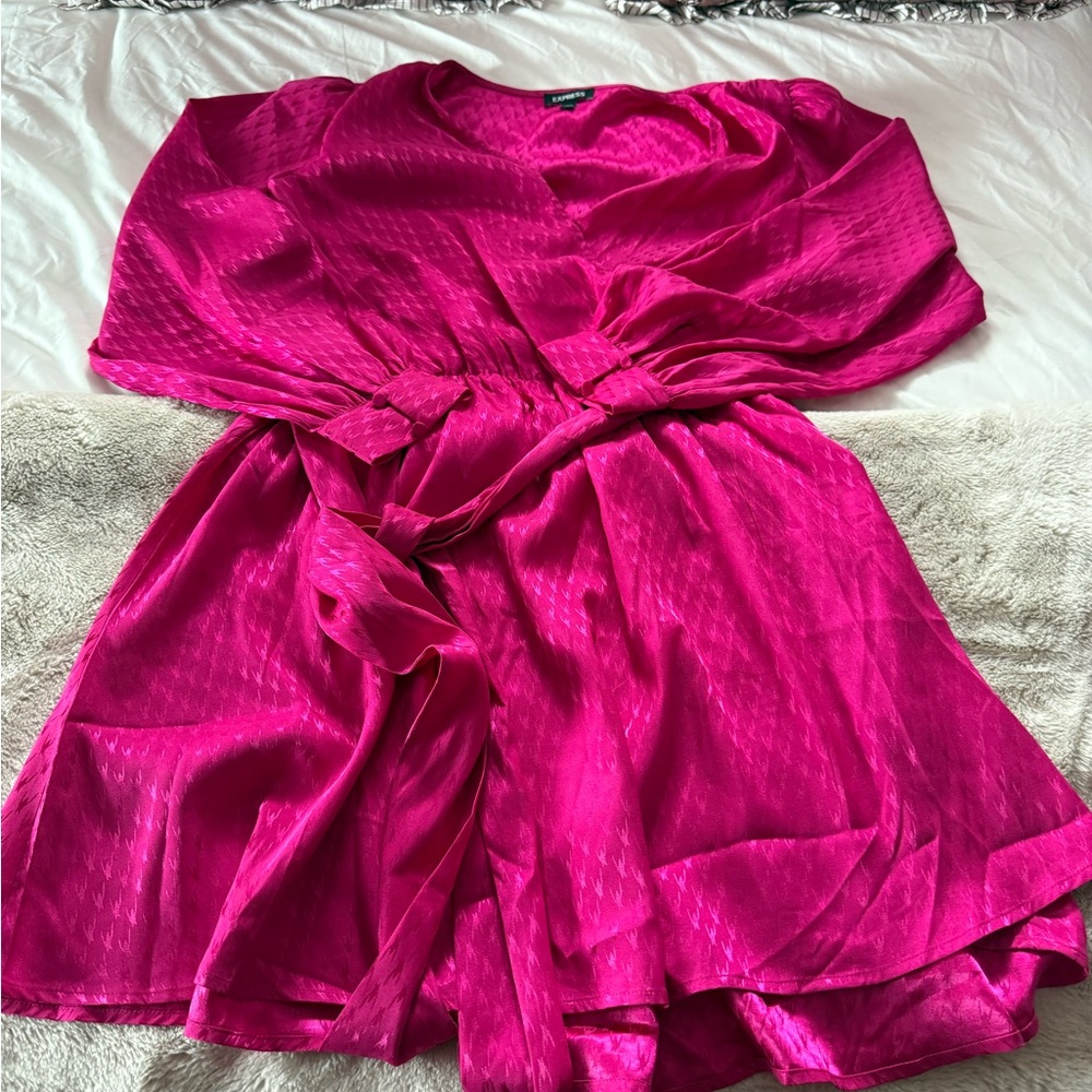 Express Hot Pink Satin Dress